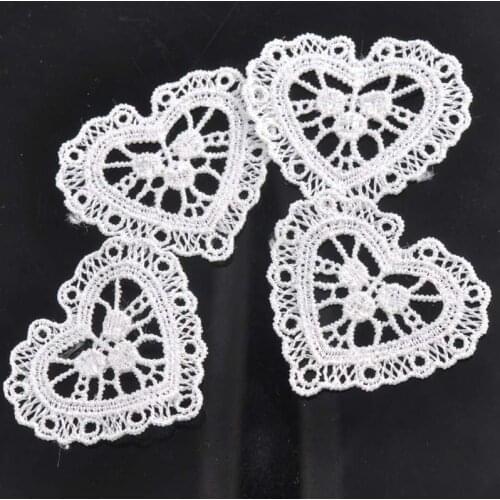 30pcs/lot Heart Lace Applique Mesh Trim For Garment Accessories Decoration Sew On Guipure Lace Fabric CP0554