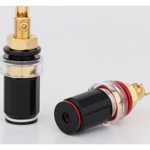 4PCS Hi End Audio P008G Gold Plated 4MM Banana Plug Terminal Binding Post for Speaker Amplifier High Quality Red and White