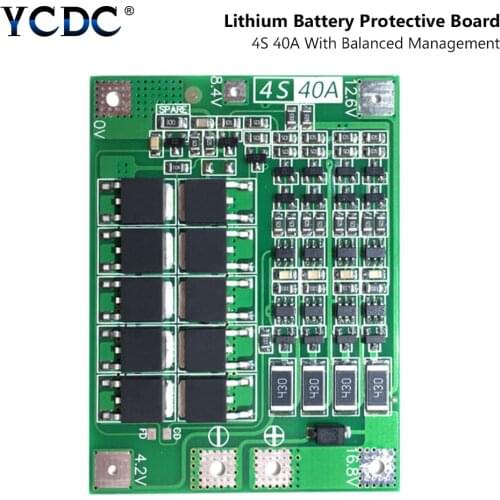 4S 40A Li-ion Lithium Battery 18650 Charger PCB BMS Protection Board with Balance For Drill Motor 14.8V 16.8V Lipo Cell Module