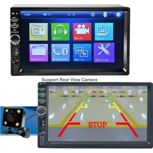 7 inch Touch Screen MP4 support Rear View Camera Bluetooth Audio Stereo Player Hands free MP5 Music Player TF/SD MMC USB FM