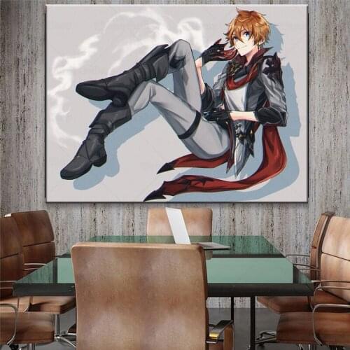 Anime Figure Tartaglia Genshin Impact Poster Canvas Painting Anime Posters Wall Decor Wall Art Picture for Living Room Decor
