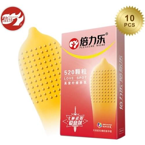 Beilile Lemon/Rose Flavor Spike Condom 10 PCS Latex Studded Penis Sleeve Lubricated Condoms for Men Cock Sleeve Sex Products