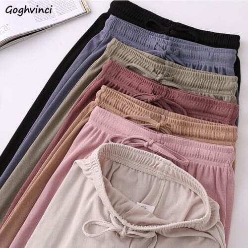 Pants Women Loose Breathable High Waist All-match Fashion Korean Style Solid Simple Streetwear Summer Wide Leg Female Trousers