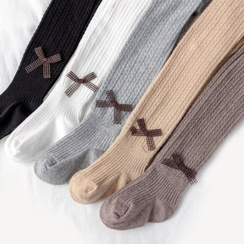 Children Bowknot Tights Spring Autumn Winter Knitted Collant Tights Infant Kids Princess Pantyhose Cotton Tights Stockings
