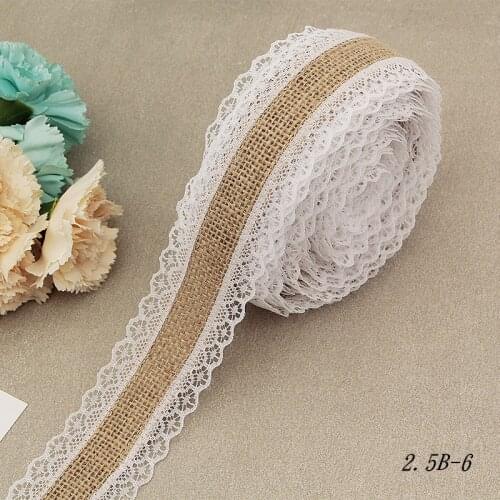 Jute Ribbon With Cotton Lace Vintage Rustic Wedding Decoration DIY Handcraft Decorations 2 Meter/roll Party Favors
