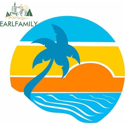 EARLFAMILY 13cm x 12.5cm for Palm and Sun Decal Windows VAN Personality Car Stickers Surfboard Motorcycle Bumper Car Assessoires