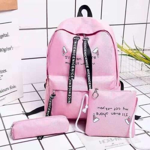 3 Pcs Sets Canvas Schoolbags For Teenage Girls Children Shoulder Bags New Trend Female Backpack Fashion Women