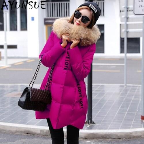 AYUNSUE Winter Jacket Women Hooded Coat 2021 Women' S Fur Collar Clothes Female Fashion Midi Long Coats Coatmanteau Femme HLY85