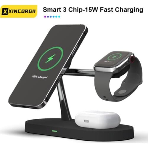 Magnetic 3 in 1 Wireless Charger for iPhone 12 Pro Max/ Mini Chargers Stand for Apple Watch 6 SE Airpods Pro 2 3 Charger Holder