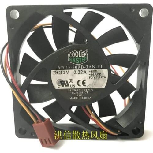 Master A7015-30RB-3AN-F1 DC 12V 0.22A 70x70x15mm 3-wire Cooling Fan
