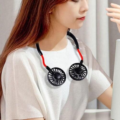 Mini USB Portable Neck Fan Neckband Rechargeable Dual Degree Conditioner Cooler Hanging Air Style 180 Fans Adjustable Sport W3P9