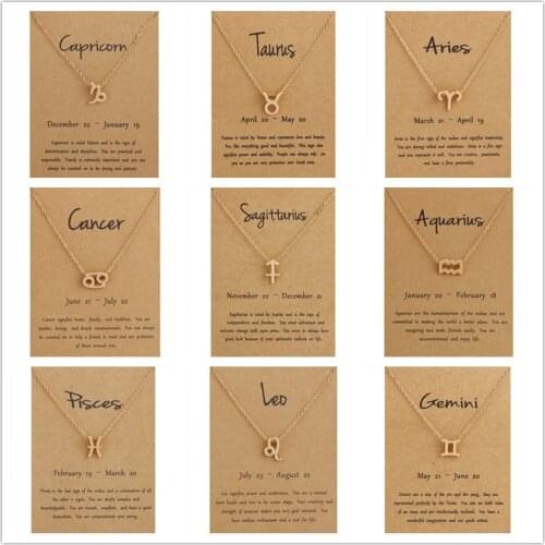 Card Fashion Boutique Non-Fading 12 Constellation Pendant Necklace For Women Jewelry