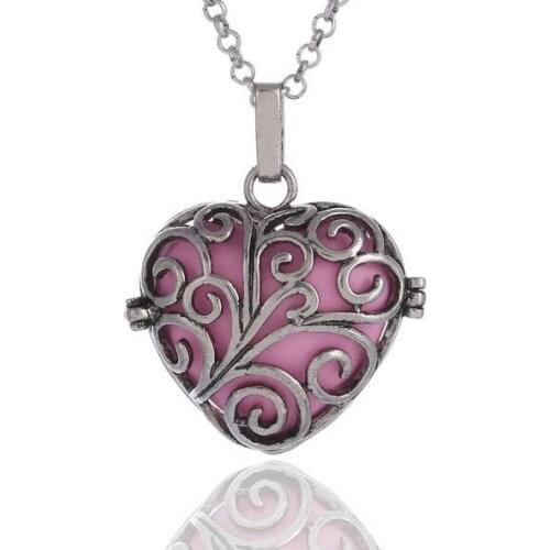 Tree hollowed openable locket heart pendant belly ball pregnancy fashion necklace