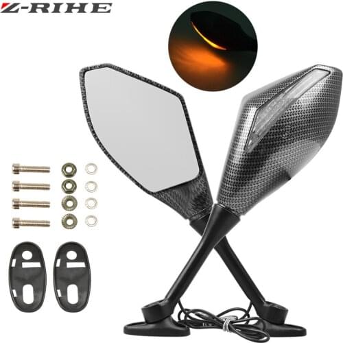 Motorcycle Black LED Turn Signals Rearview Mirrors For Honda Suzuki Kawasaki Yamaha Ducati BMW Street Scooter Bikes