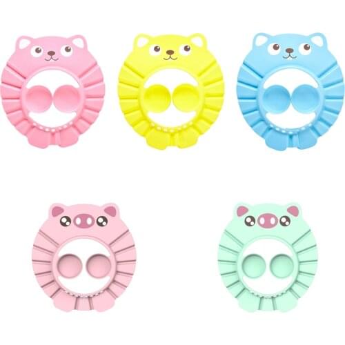 Cartoon Baby Shower Cap Adjustable Hair Wash Hat For Newborn Infant Ear Protection Children Kids Shampoo Shield Bath Head Cover