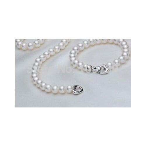 Jewelry AAA 8-9mm White Set Akoya Cultured Pearl Necklace