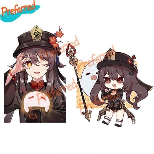Personality Hot Anime Game Role Hu Tao Genshin Impact Sticker for Kids Room Wall Creative Laptop Scratch Proof Decal