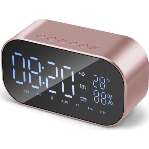 S2 Portable Bluetooth Speakers FM Radio Alarm Clock Wireless Stereo Subwoofer Music Box Support Temperature LCD Display