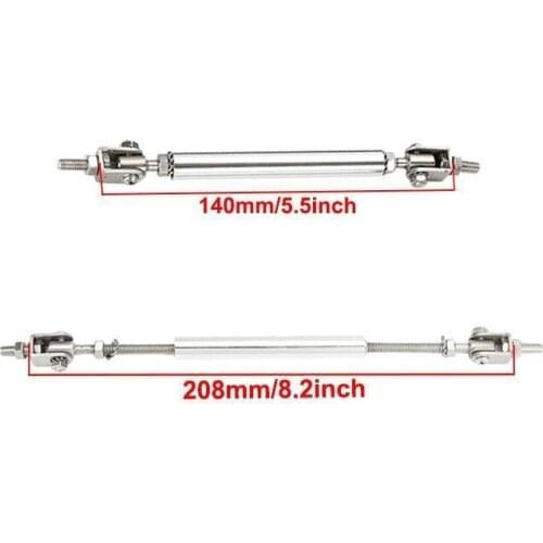 Adjustable Splitter Rods 2-SR-SS Silver Front Rear Bumper Protector Bars Support Free Shipping
