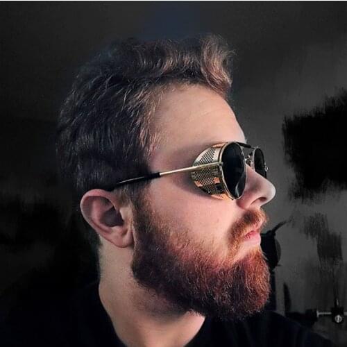 Steampunk Style Classic Gothic Sunglasses Men Women Brand Designer Retro Round Metal Frame Colorful Lens Sun Glasses with case