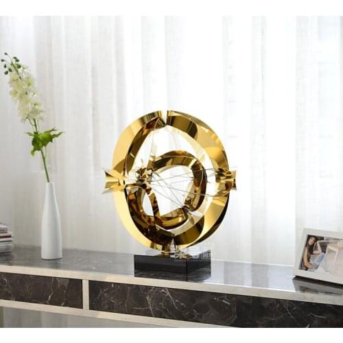 Modern Luxury Stainless Steel Floor Sculpture Decoration Home Livingroom Model Room Ornaments Club Office Entrance Metal Crafts