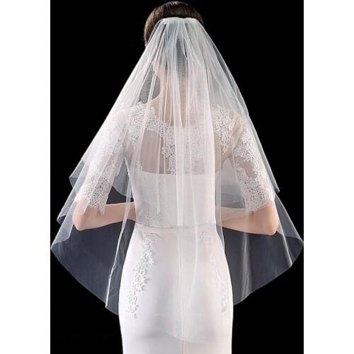Bride veil wedding accessories double layer hair comb plain yarn white veil Simple Attractive bridal veil