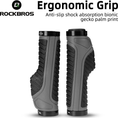 ROCKBROS Bicycle Grips MTB Road Bike Double Lock Rubber Handlebar Grips Anti-skid Shock-absorbing Soft Bike Grips Handlebar bmx
