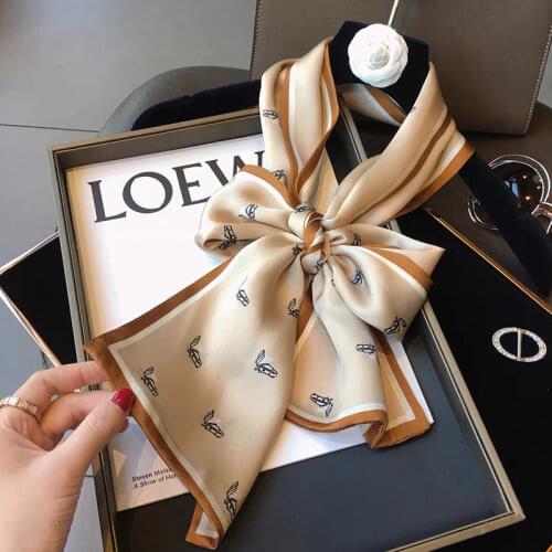 2021 spring Korean version of all-match women scarf silk hand-feel double-sided printing scarf thin section scarf 15x150cm