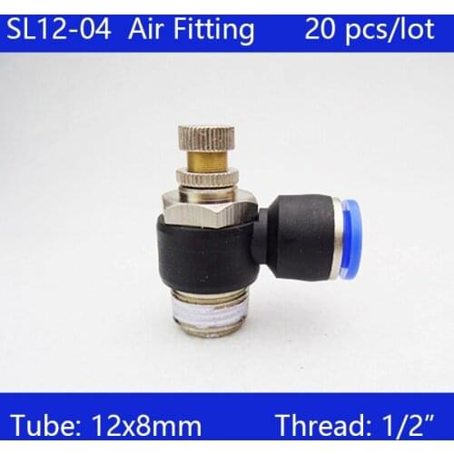 HIGH QUALITY 20Pcs/lot SL12-04, Tube 12mm Thread G1/2 Pneumatic throttle Quick Connector exhaust valve