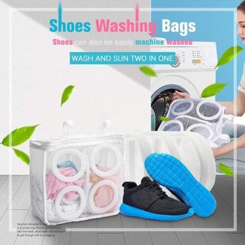 Closure Machine Shoes Washing Bags Shoe Wash Bag Washing Net Polyester Drying Laundry Protective With Hanging Loops Durable