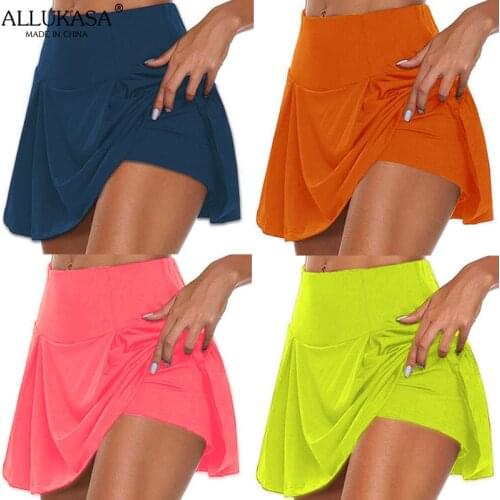 Womens Sports Short Skirt Summer Tennis Yoga Skorts Fitness Running Shorts Solid Color Breathable Casual Skirt Gym Sportswear