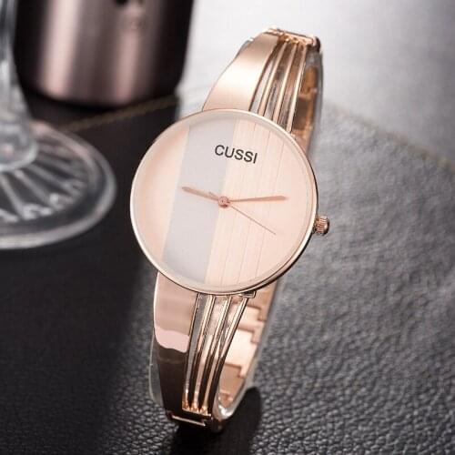 CUSSI Womens Watches Quartz Wristwatch Luxury Rose Gold Bracelet Bangle Watches Fashion Women Dress Watches relogio feminino