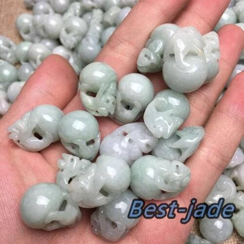 1pair Vintage Pixiu Beads Natural Green Grade A jade Type A Jade Burma jadeite pendant Bead DIY Jewelry Baby Child Feicui Hang