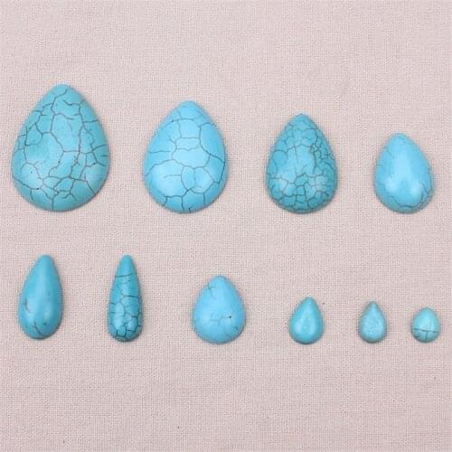 10 Pcs/lot Natural Stone Necklace Charms Howlite stone Cabochon December Birthstone Smooth Polished Drop Water Cabochon beads