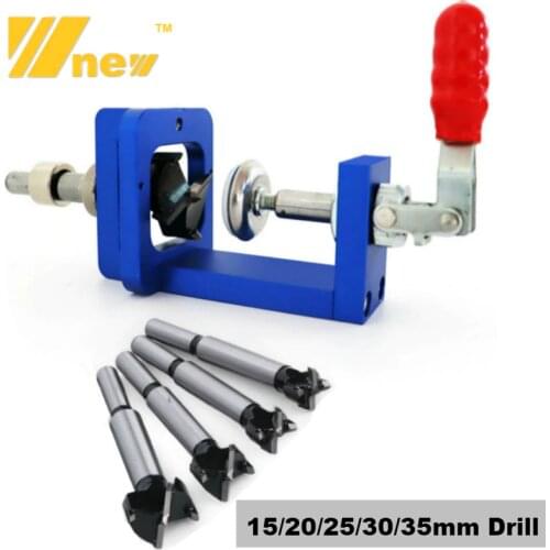 15-35MM Concealed Cup Style Hinge Jig Forstner Bit Wood Cutter with Fixture Woodworking Boring Hole Drill Guide Puncher Template
