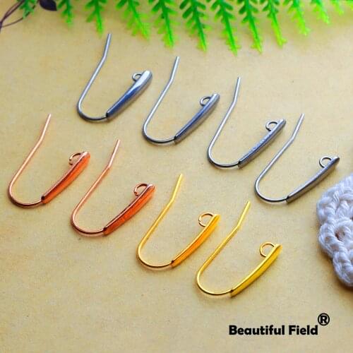 Stainless Steel 15pcs Earring Settings Ear Hooks Wire Rose Gold Plated Base Blank