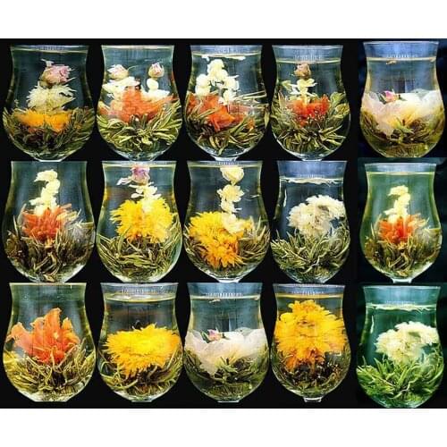 16 Pieces 16 Kinds 2021 Chinese Blooming Flower Chinese Tea pearl Artistic Blossom Flowers Chinese Tea Blooming Tea