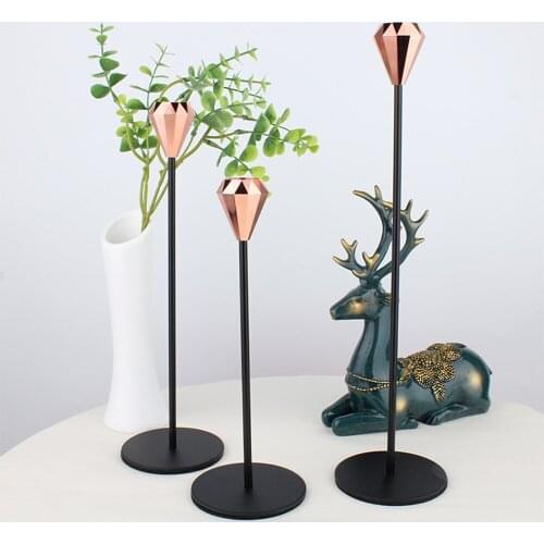 European Style 3Pcs Metal Simple Candle Holder Wedding Romantic Home Candle Light Dining Table Decoration Home Decoration Gift