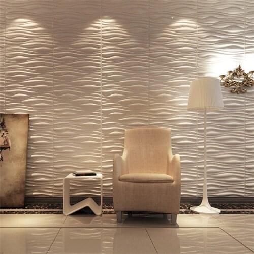 3D PVC Wall Panels Decorative Plastic Wall Pack of 12 Tiles Wave Wall Board Waterproof Panels