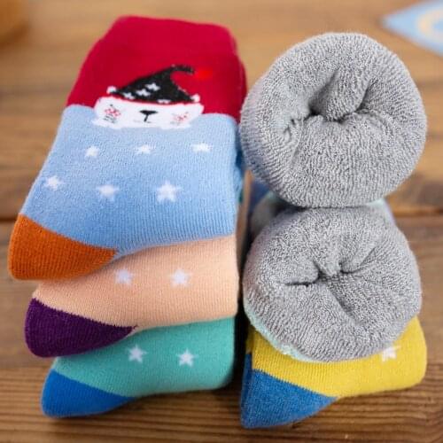 5 Pairs/Lot Cotton Children Kids Socks for Girls Boys Winter Thicken Wear Solid Color Fashion Sports Casual Socks Baby Kids