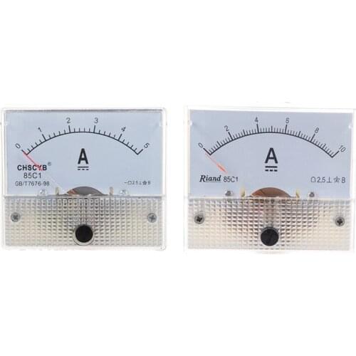 85C1 DC 0-10A Rectangle Analog Panel Ammeter Gauge & 85C1-A Analog Current Panel Meter DC 5A AMP Ammeter