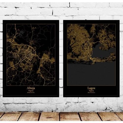 Abuja Lagos Nigeria Map Poster
