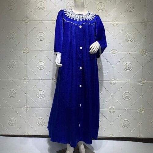 African Dresses For Women Dashiki Long Maxi Dress Blue Robe Spring Autumn Dress Ladies Traditional African Clothing Fairy Dreess