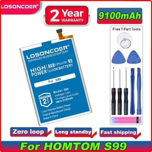 LOSONCOER 7100mAh S99 Good Quality Smart Phone Batteries For HOMTOM S99 Battery+Free Tools