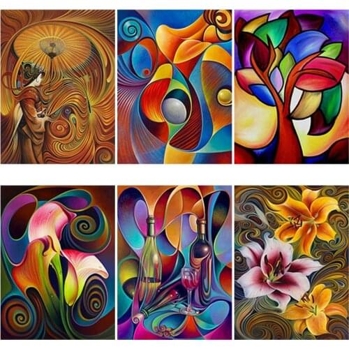 Diy 5D Diamond Painting Abstract Flower Diamond Embroidery LandscapeCross Stitch Full Round Square Drill Home Decor Manual Gift