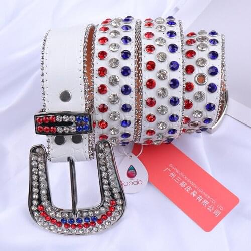 Colorful Rhinestone Belt Skull Belt Designer Leather Strap Men Luxury Brand Belt Fashion Diamond Studded Goth Belt Ceinture Y2k
