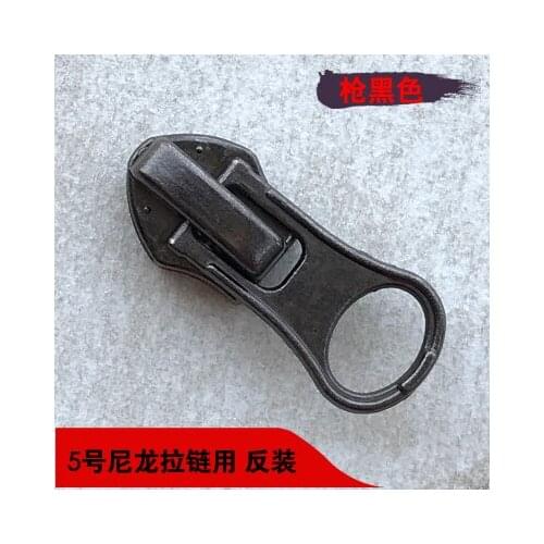 Free shipping 50pcs/lot 5# Gun black Nylon zipper slider quilt cover pocket tent case bag reverse zipper slider with auto lock