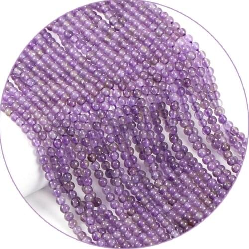 Natural Stone 2/3/4mm Tiny Beads Purple Amethyst Crystal Stone Beads For Wristband Waist Beads Chain Making