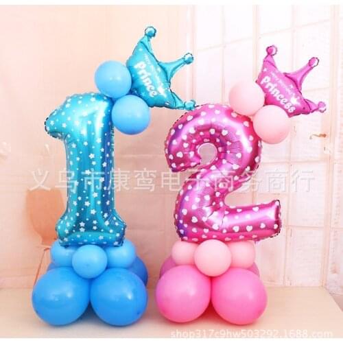 Digital Number Column Aluminum Film Balloon BaseFor Kids Children100 Days Birthday Party Deco Combination Set