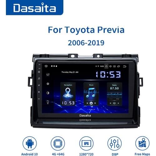 Dasaita Android 10.0 Car Multimedia 9" Touch Screen for Toyota Previa 2015 2016 2017 2018 Radio Player GPS 1280*720 MAX10